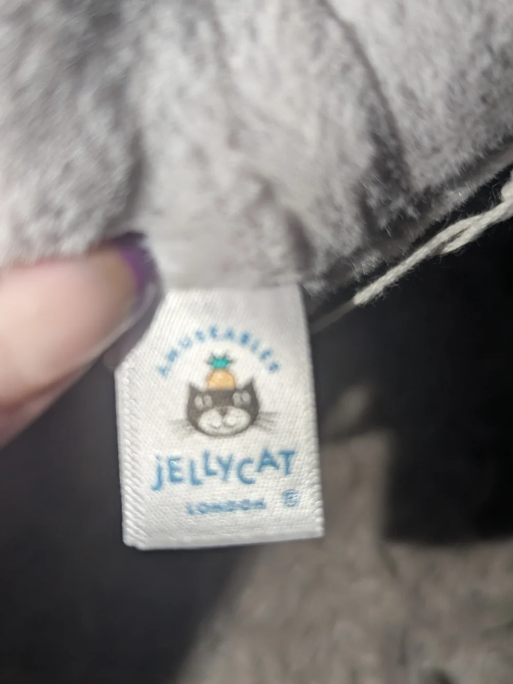 Jellycat Silver Gray Plush Rattle Ring Bib Toy
